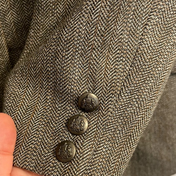 Vintage Andrea Viccaro Wool Herringbone Blazer Size 14 Brown - Picture 7 of 11